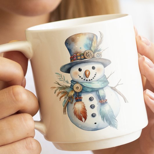 水の色ボホお洒落雪だるまクリスマス コーヒーマグカップ