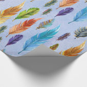 水の色ボホの羽のパターカラフルン ラッピングペーパー (角)