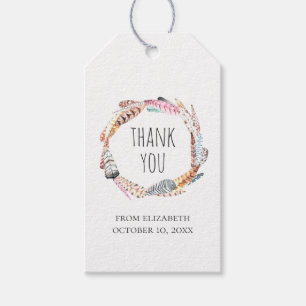 水の色ボホの羽。誕生日感謝していユー ギフトタグ