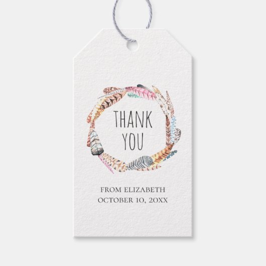 水の色ボホの羽。誕生日感謝していユー ギフトタグ (正面)