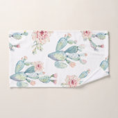 水の色ボホエレガントサボテンの花のパターン バスタオルセット (ハンドタオル)