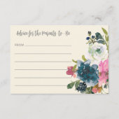 水の色ボホエレガントブルーフローラベビーシャワー アドバイスカード (正面)