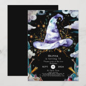 水の色ボホキッズウィザード誕生日 招待状 (正面/裏面)