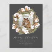 水の色ボホクリスマスコットンリースワンフォト シーズンポストカード (正面)