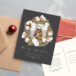 水の色ボホクリスマスコットンリースワンフォト シーズンポストカード