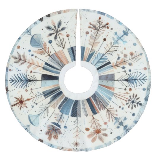 水の色ボホクリスマス素朴の休日 ブラッシュドポリエステルツリースカート (正面)