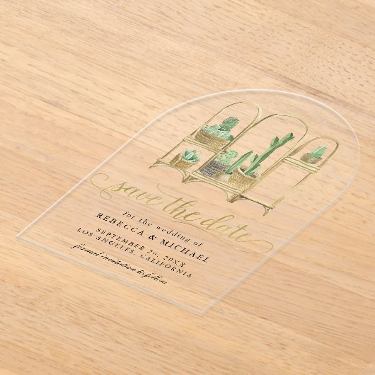 水の色ボホサボウウェディング日付を保存 アクリル招待状 (レイダウン)