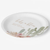 水の色ボホサボテン砂漠の赤ちゃんシャワー ペーパープレート (アングル)