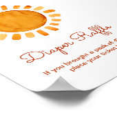 水の色ボホサンシャインベビーシャワーおむつラッフル ポスター (角)