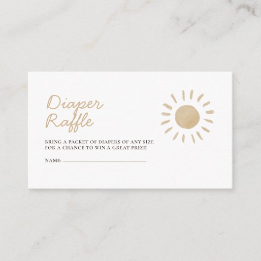 水の色ボホサンベビーシャワーおむつラッフル エンクロージャーカード (正面)