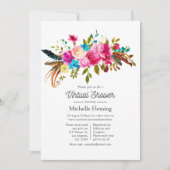 水の色ボホシックフローラバーチャルベビーシャワー 招待状 (正面)