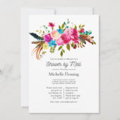 水の色ボホシックフローラブライダルシャワーバイメール 招待状 (正面)