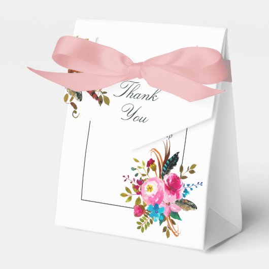 水の色ボホシックフローラ結婚ズサンキューユー フェイバーボックス (正面サイド)