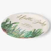 水の色ボホデザートカボスガーデンベビーシャワー ペーパープレート (アングル)