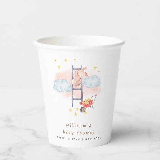 水の色ボホバニーミニマルスターブベビーシャワー 紙コップ (正面)