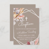 水の色ボホバプティスフレームベビー献身 招待状 (正面/裏面)