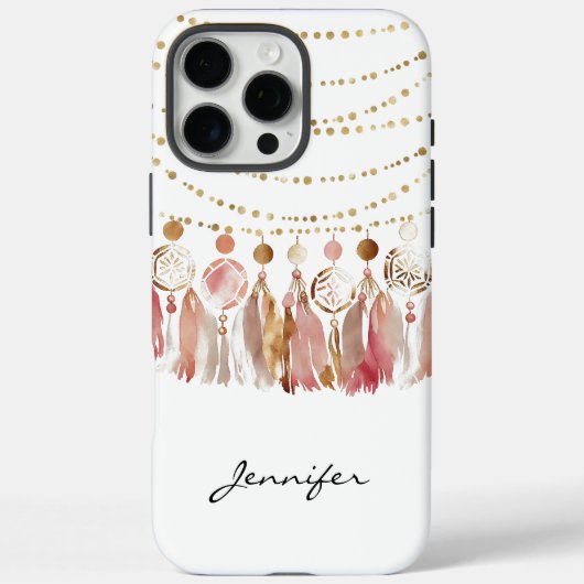 水の色ボホヒッピー羽毛トライバルiPhone Case-Mate iPhoneケース (裏面)