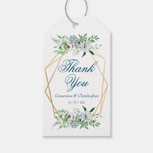 水の色ボホフローラ幾何結婚の感謝 ギフトタグ (正面)