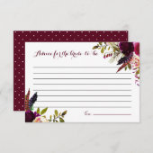 水の色ボホフローラ秋のアドバイスのための花嫁 アドバイスカード (正面/裏面)