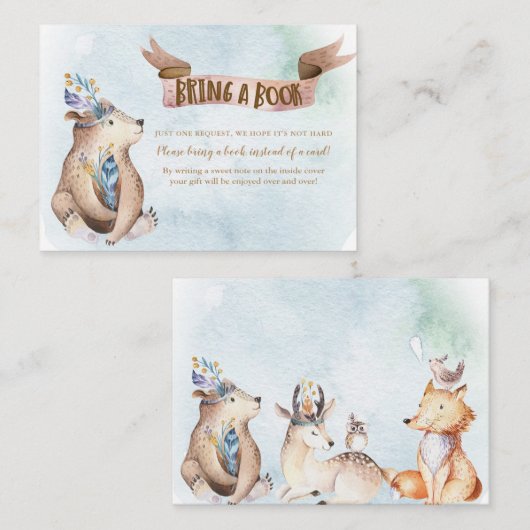 水の色ボホベア本の赤ちゃんシャワーを持参 エンクロージャーカード (正面/裏面)