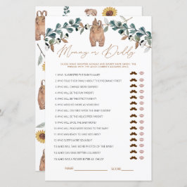 水の色ボホママまたはパパ赤ちゃんシャワーゲーム