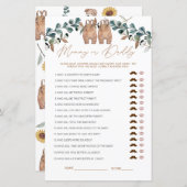 水の色ボホママまたはパパ赤ちゃんシャワーゲーム (正面/裏面)