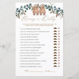 水の色ボホママまたはパパ赤ちゃんシャワーゲーム