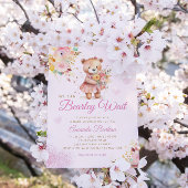 水の色ボホモダンテディベア女の子ベビーシャワー 招待状