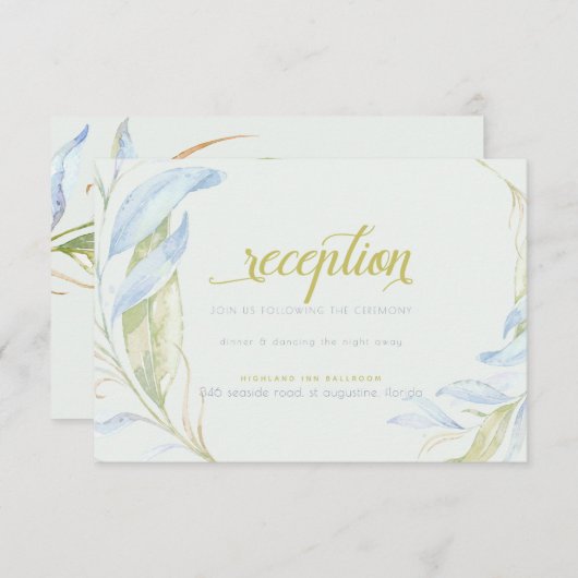 水の色ボホモダンリービーブランチ披露宴 招待状 (正面/裏面)