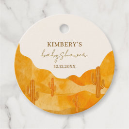 水の色ボホモダン砂漠サボテン赤ちゃんシャワー フェイバータグ