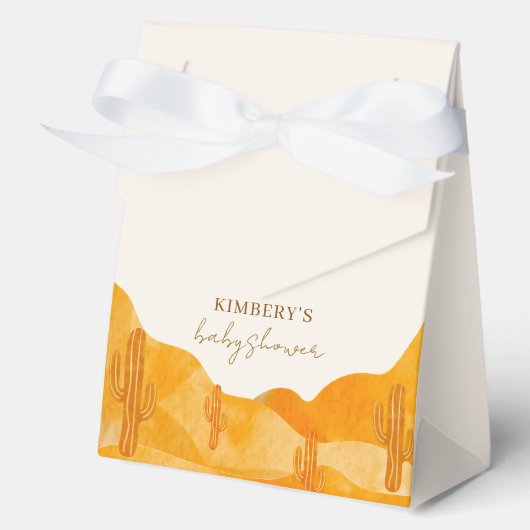 水の色ボホモダン砂漠サボテン赤ちゃんシャワー フェイバーボックス (正面)