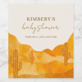 水の色ボホモダン砂漠サボテン赤ちゃんシャワー ワインラベル (シングルラベル)