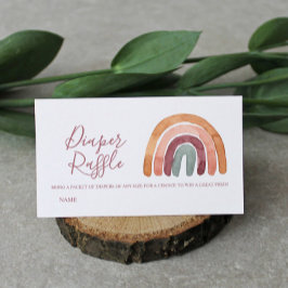 水の色ボホレインボーベビーシャワーおむつラッフル エンクロージャーカード