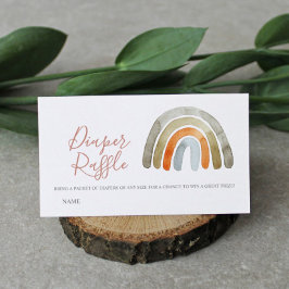 水の色ボホレインボーベビーシャワーおむつラッフル エンクロージャーカード