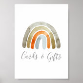 水の色ボホレインボーベビーシャワーパーティー標識 ポスター (正面)