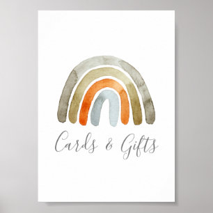水の色ボホレインボーベビーシャワーパーティー標識 ポスター