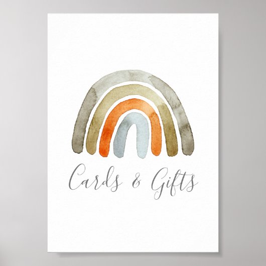 水の色ボホレインボーベビーシャワーパーティー標識 ポスター (正面)