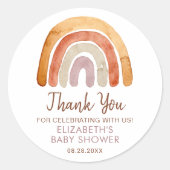 水の色ボホレインボーベビーシャワー ラウンドシール (正面)