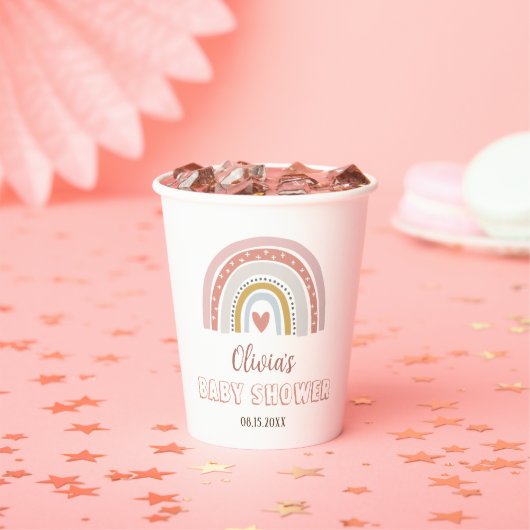 水の色ボホレインボーベビーシャワー 紙コップ (インサイチュ)