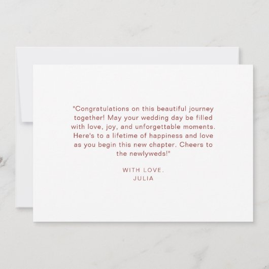 水の色ボホワイルドフラワーテーマハッピーウェディングデー カード (裏面)