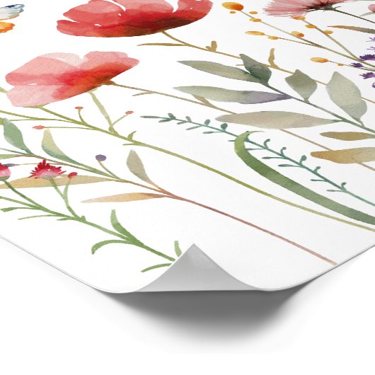 水の色ボホワイルドフラワーブライダルシャワーへようこそ ポスター (角)