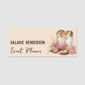 水の色ボホ女性のカーボーイブーツフェミニン名タグ 名札 (正面)