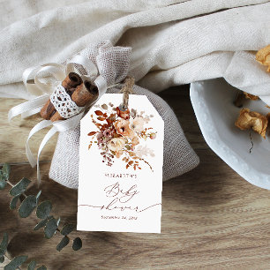 水の色ボホ秋フローラベビーシャワーありがとう ギフトタグ