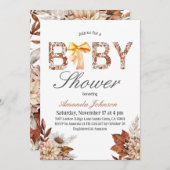 水の色ボホ秋フローラボウベイビーシャワー 招待状 (正面/裏面)