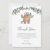 水の色ボホ緑のベビーシャワー サンキューカード (正面)