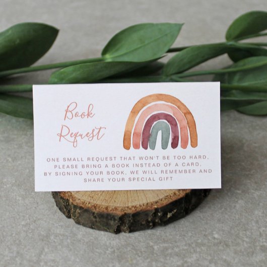 水の色ボホ虹の赤ちゃんシャワーブックリクエスト エンクロージャーカード