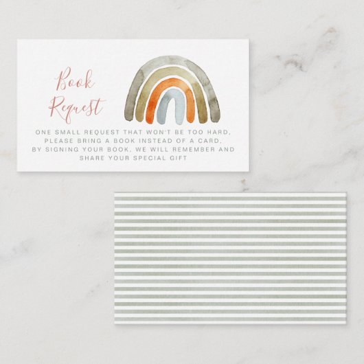 水の色ボホ虹の赤ちゃんシャワーブックリクエスト エンクロージャーカード (正面/裏面)