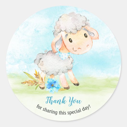 水の色ボーイシープファームありがとう ラウンドシール (正面)