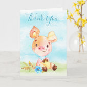 水の色ボーイバニーファームありがとう カード (黄色い花)