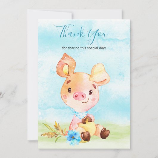 水の色ボーイピギーファームサンキュー サンキューカード (正面)